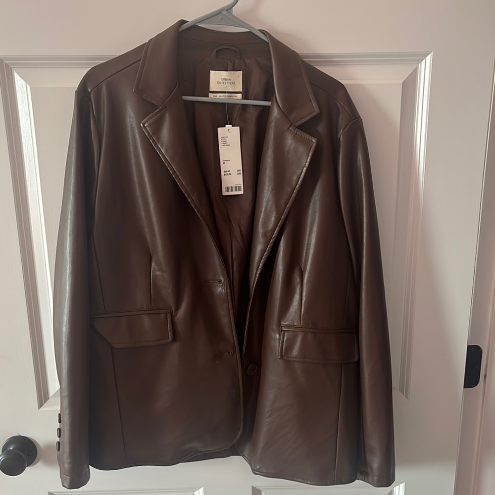 Urban Outfitters brown faux leather blazer jacket